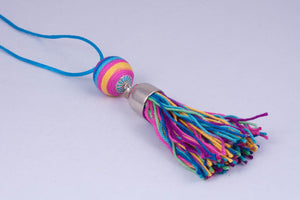 Colorful yarn necklace with tassel