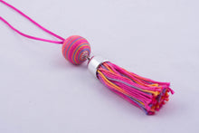 Colorful yarn necklace with tassel