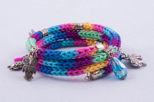 Yarn bracelet with charms - color options