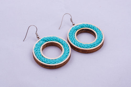 Yarn circle earrings