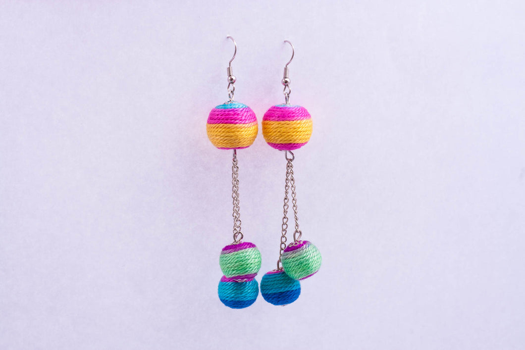 Yarn triple-berry earrings